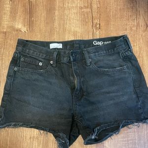 Black denim shorts mid to high rise